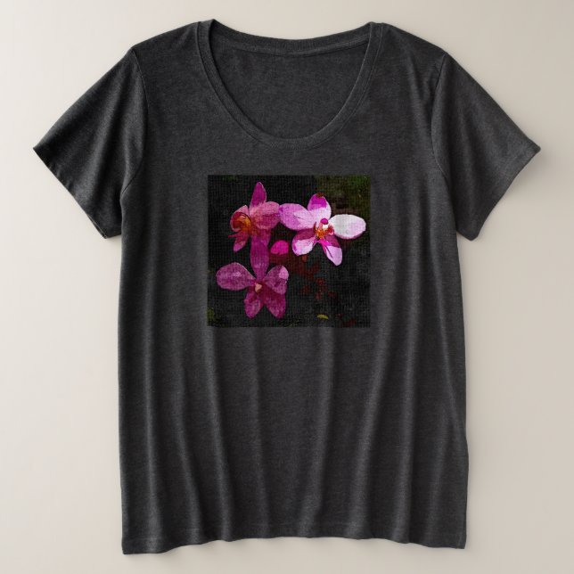 Orquídeas púrpura Tee de tamaño superior para muje (Anverso del diseño)
