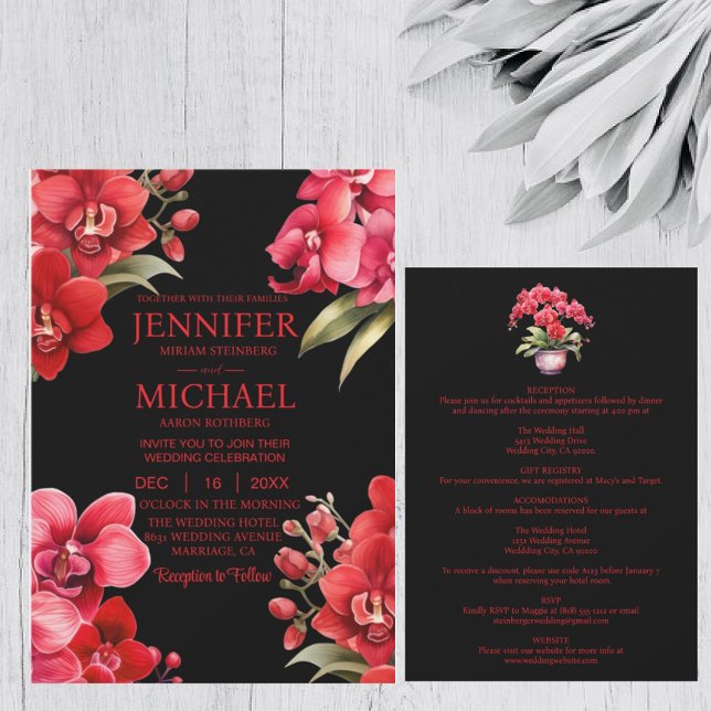 Orquídeas Rojas Todas En Invitaciones De Una Boda (Subido por el creador)