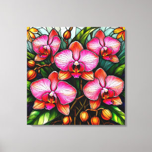 Orquídeas rosadas vibrantes en obra de arte de vid