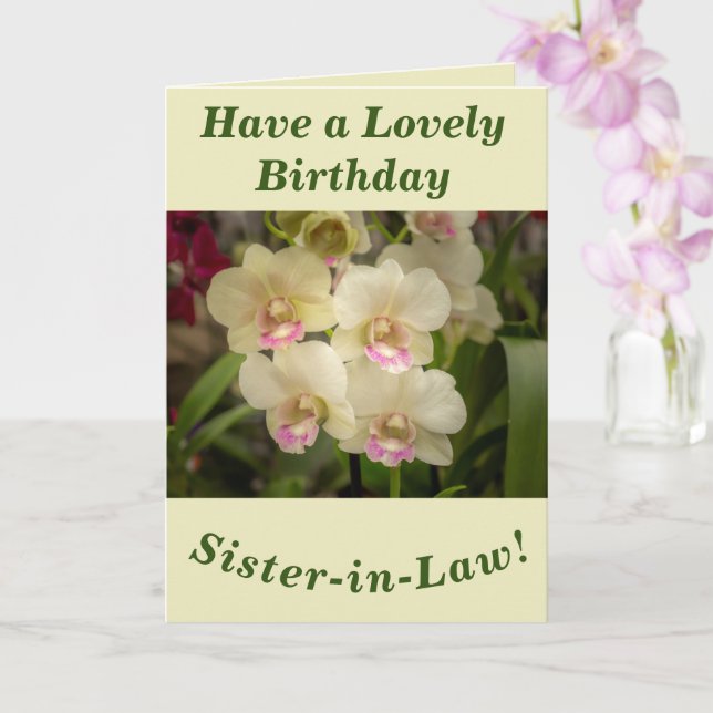 Orquídeas tarjeta de cumpleaños floral para cuñada (Orquídea)