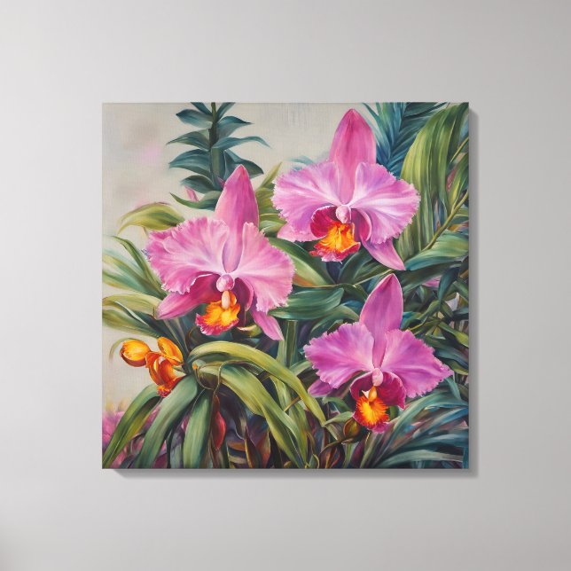 Orquídeas Tropicales - Impresión de arte de tela (Anverso)