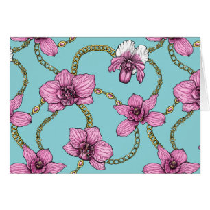 orquídeas y cadenas, rosa y azul