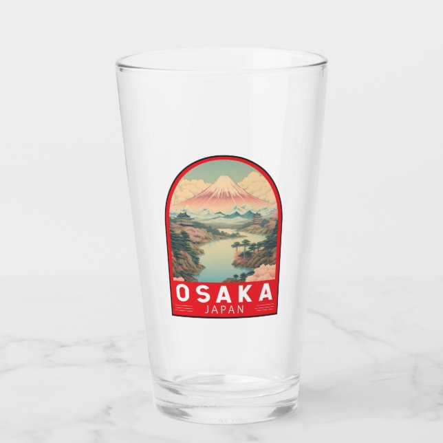 Osaka Japón Monte Fuji Emblema de arte de viajes (Anverso)