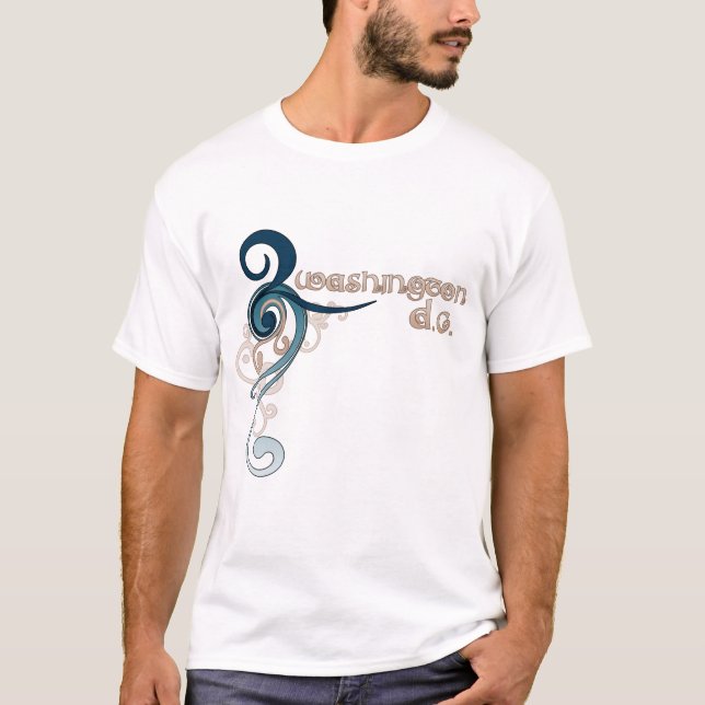 Oscuridad rizada azul de la camiseta del (Anverso)