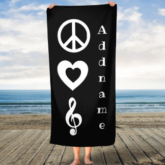 Oscuro Gris Paz Amor Música Personalizado Toalla d