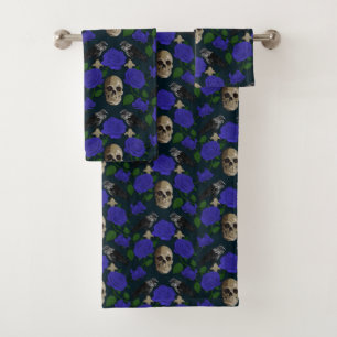 Oscuro Rosa gótico de Grungy Vines Raven Skull azu