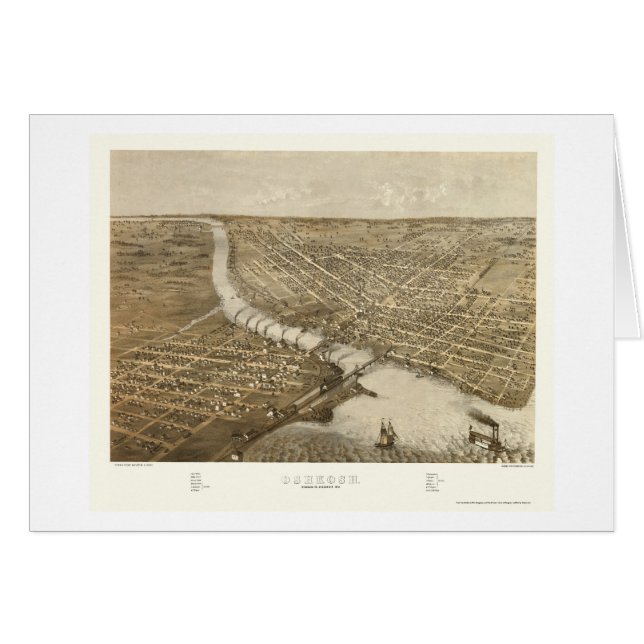 Oshkosh, mapa panorámico de los WI - 1887 (Anverso (Horizontal))