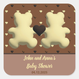 Osito de chocolate lindo pegatina cuadrado de duch