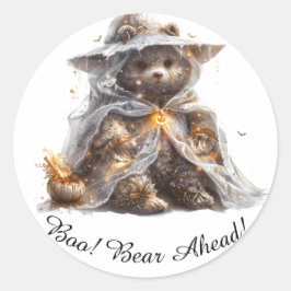 Osito de peluche. Fantasma. Pegatina Redonda Clási