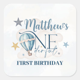 Osito personalizado en pegatinas cuadradas de glob