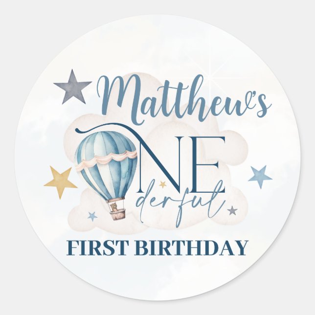 Osito personalizado en un globo pegatinas redondas (Anverso)