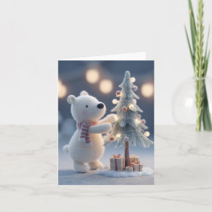 Osito Polar Juguete Decorando un Árbol de Navidad