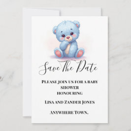 Osito Teddy Niño Bebé Azul Invitación de Compromis