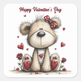 Ositos de peluche con rosas y corazones - Sellos d