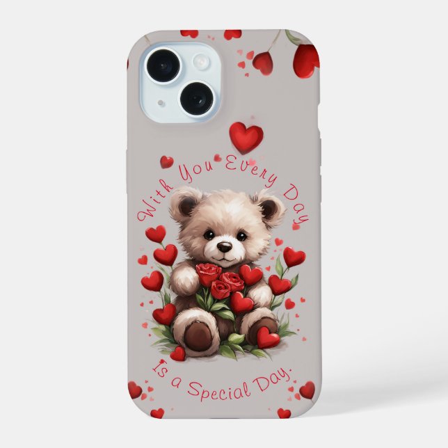 Ositos de peluche corazones rosas rojos Día de San (Reverso )