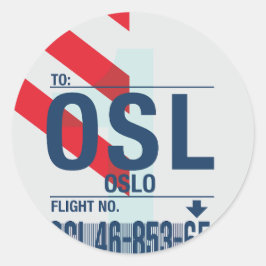 Oslo - Etiqueta de viaje adhesivo redondo