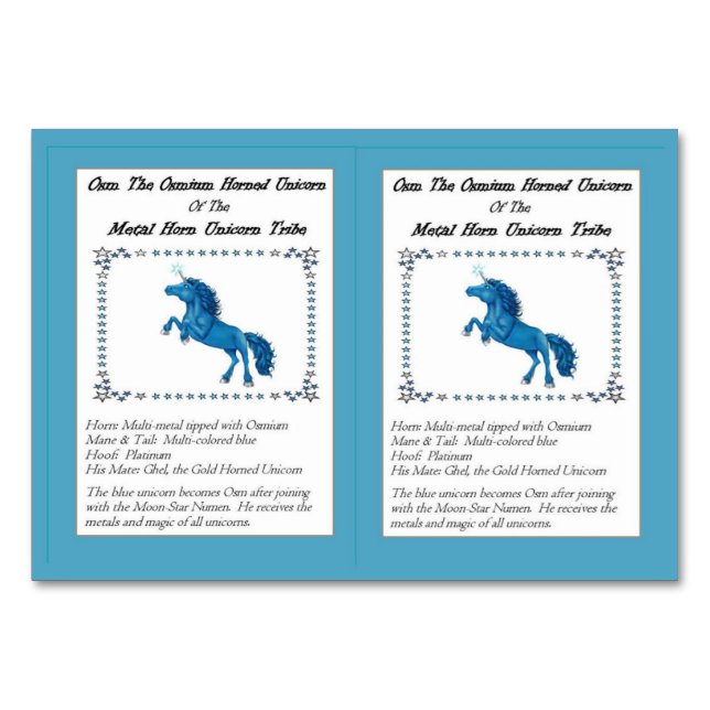 Osm, La Tarjeta De Comercio Unicornio Cuidadosa De (Anverso)