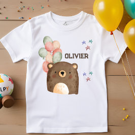oso acuarela con globos camiseta de niño