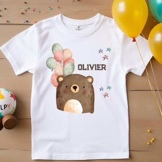 oso acuarela con globos camiseta de niño (Subido por el creador)