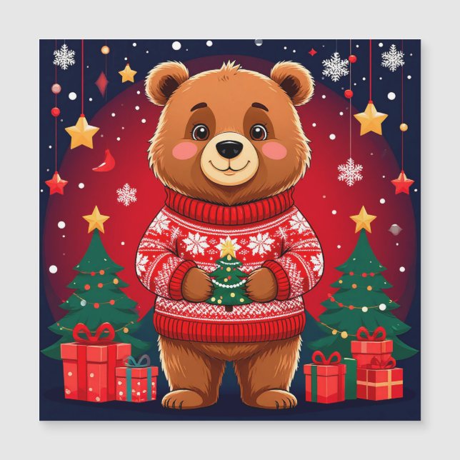 Oso Adorable con Jersey de Navidad (Anverso)
