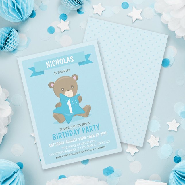 Oso Azul Cualquier Edad o Primera Invitación de Cu (Subido por el creador)