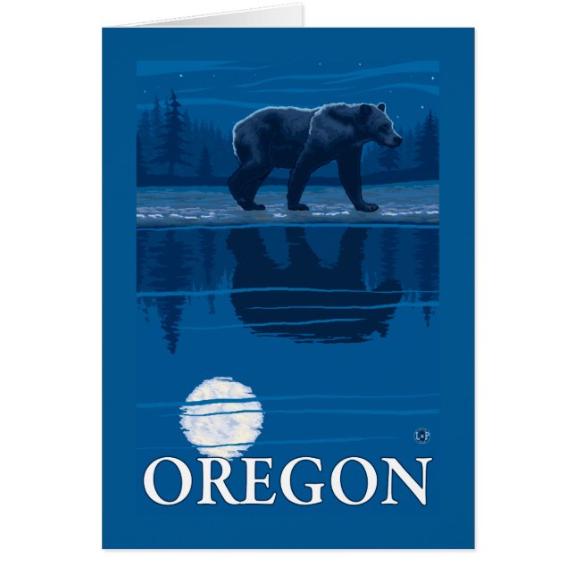 Oso bajo luz de la luna - Poster de viajes de époc (Frente)