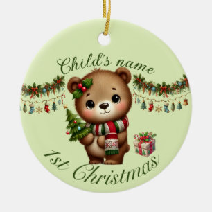 Oso bebé lindo en Navidades tema Ornamento