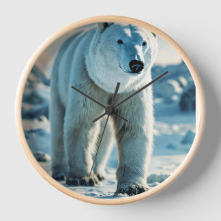 Oso climático del Ártico del reloj de pared