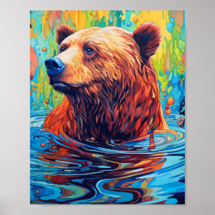 Oso Colorido Arte Abstracto de Cabaña
