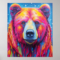 Oso Colorido Arte Abstracto de Cabaña