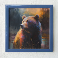 Oso colorido Arte de cabaña de pintura abstracta