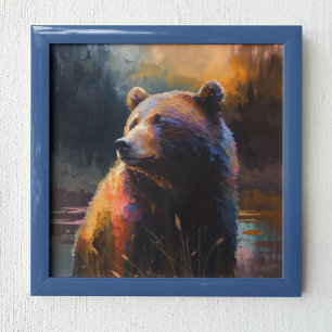 Oso Colorido Pintura Abstracta Arte Cabaña