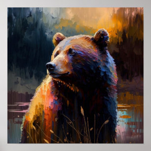 Oso Colorido Pintura Abstracta Arte Cabaña