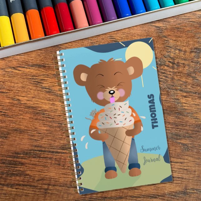 Oso Comiendo Helado Niño Cuaderno Diario de Verano (This cute summer journal will keep your creative child busy for hours .)