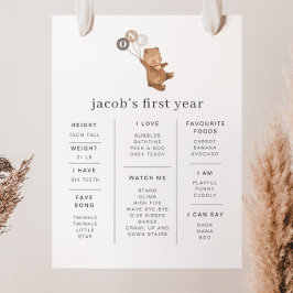 Oso con 3 Posters de hito de los globos marrones