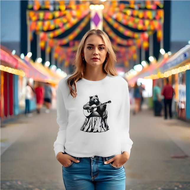 Oso con guitarra - Camiseta de manga larga para mu (Bear Playing Acoustic Guitar Long Sleeve T-Shirt )
