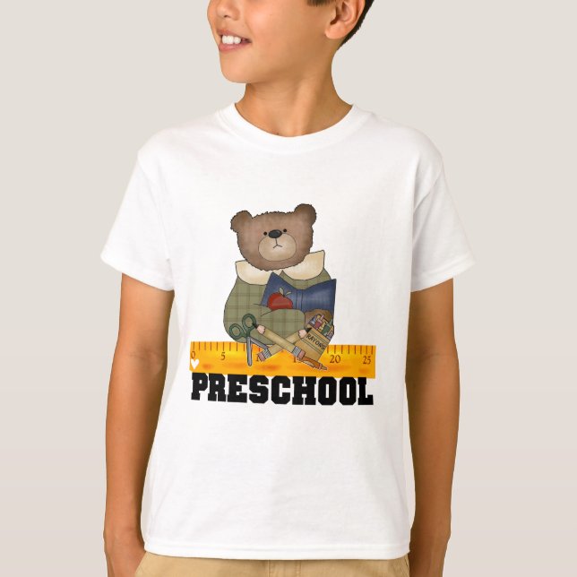 Oso con las camisetas y los regalos preescolares (Anverso)