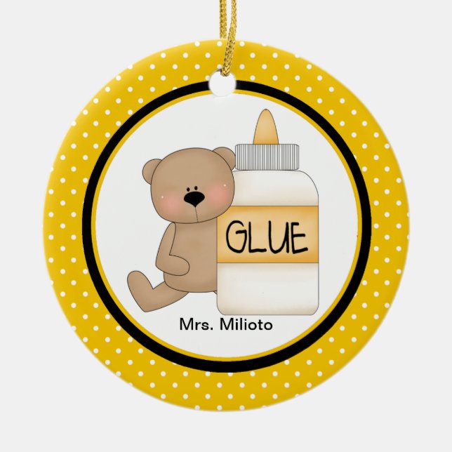 Oso Con Ornamento De Navidad Para Maestros De Glue (Frente)