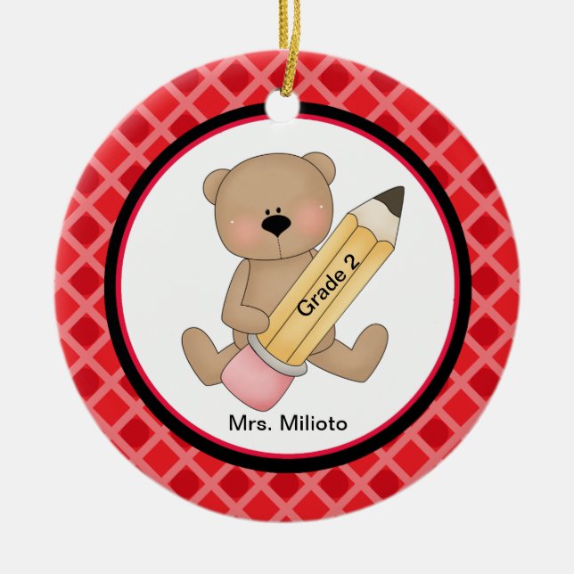 Oso Con Un Gran Lápiz De Ornamento De Navidad (Frente)