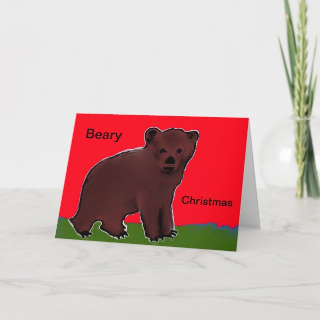 Oso Cub de la tarjeta de felicitación del navidad (Anverso)