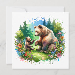 Oso de acuarela y cubo