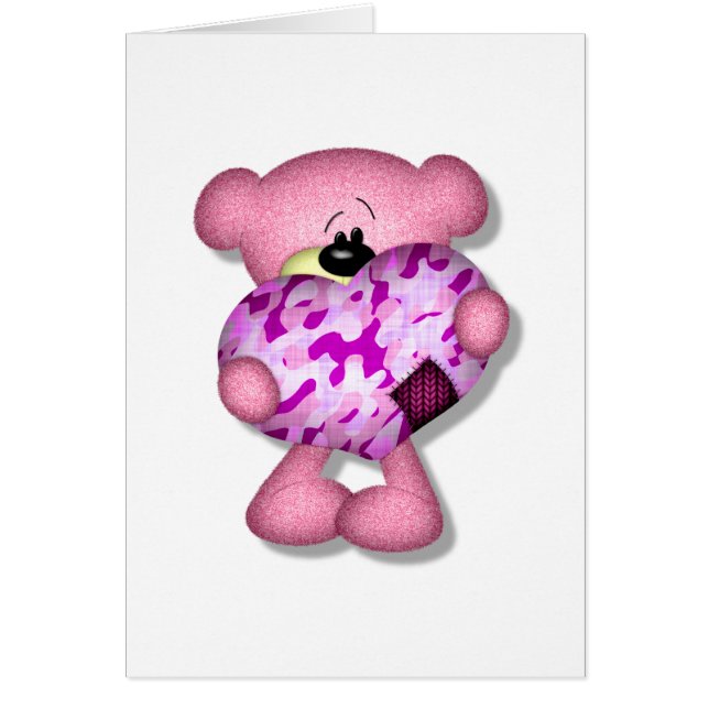 oso de corazón de camuflaje rosa (Frente)