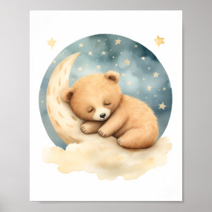 Oso de dormir suave, decoración de guardería, acua