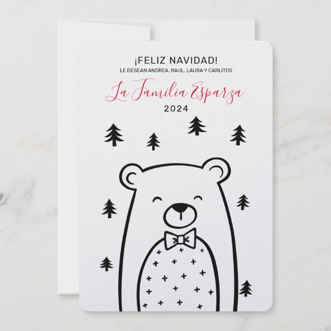 Oso de Feliz Navidad en el bosque (Anverso)