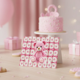 Oso de ganchillo rosa Agradecimiento para baby s