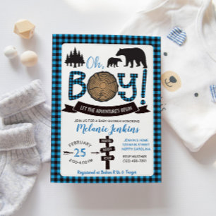 Oso de invitación Baby Shower de Lumberjack Flanne