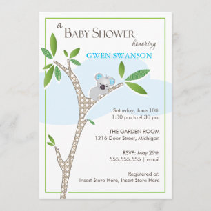Oso de koala - invitaciones de Baby Shower del