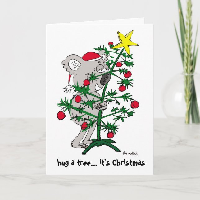 Oso de koala que abraza un árbol de navidad (Anverso)