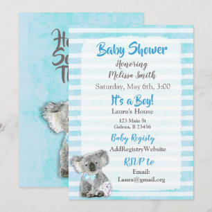 Oso de koala sus invitaciones de Baby Shower de un