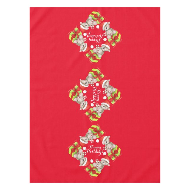 Oso de Koala y regalos manteles rojos (Anverso)